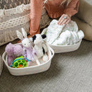 NaturalCozy 5-Piece Rectangle Storage Basket Set- Natural Cotton Rope Woven Baskets for Organizing! Small Basket for Montessori, Baby Nursery, Dog Toy Baskets, Cat Toy Box, Bathroom Organization Bin by TinyTreasures Baby Boutique
