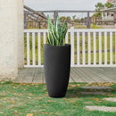 Kante 23.6" H Black Finish Concrete Tall Planters Large Outdoor Indoor Decorative Plant Pots with Drainage Hole and Rubber Plug, Modern Tapered Style for Home and Garden by CozyNest Decor