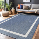 Bordered Outdoor Rug 8x10 Washable Outside Carpet for Indoor Patio Porch Waterproof Easy Cleaning Non Shedding Area Rugs Blue 8 x 10 by CozyNest Decor