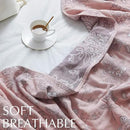jinchan Boho 100% Cotton Muslin Twin Size 60x80 Inches Blanket Lightweight 4-Layer Quilted Soft Pink Red Floral Throw Blanket Reversible Comfy Flower Breathable All Seasons Couch Bedroom Decor by CozyNest Decor