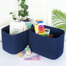 MINTWOOD Design 3-Pack Decorative Woven Storage Baskets for Shelves, Cube Bin Box for Organizing Books, Shoes, Dog Toys, Pantry Closet and Living Room Organizer, Navy Blue by TinyTreasures Baby Boutique