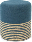 REDEARTH · Cylindrical Pouf Foot Stool Ottoman - Jute Braided Pouffe Poof Accent Sitting Footrest for Living Room, Bedroom, Nursery, Patio, Lounge & Other Rooms (Teal Natural, 14.5"x14.5"x16") by CozyNest Decor