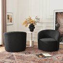 KINWELL 34" W Swivel Barrel Chair Set of 2, Mid Century Modern Round Upholstered Boucle Swivel Accent Chairs, No Assembly Sofa Chair for Living Room Bedroom Reading, Black by CozyNest Decor