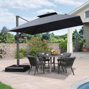 PURPLE LEAF 10ft Patio Umbrella with Base Large Outdoor Square Umbrella Deluxe Hanging Double Top Cantilever Offset Market Umbrella Windproof Garden Umbrella Grey by GreenHaven Gardens