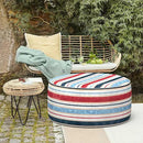LVTXIII Outdoor Inflatable Ottoman, Fade-Resistant Round Footrest Stool D31”x H14”, Portable Patio Pouf for Garden Camping or Home Use, Stripe Red Blue by CozyNest Decor