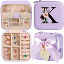 AYGXU Travel Jewelry Box for Women and Girls - Small Case With Initial A-Z - Teacher Gifts by TinyTreasures Baby Boutique