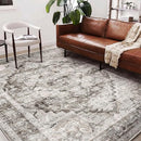 Washable Area Rug 8'x10' Deep Khaki Retro Boho Design Non-Shedding Non-Slip Easy Care Ideal for High Traffic Areas in Living Room Bedroom Office Coffee Table Kitchen Large Carpet by TinyTreasures Baby Boutique
