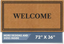 Barnyard Designs Natural Coco Coir Heavy Duty Backing Doormat - Large Cute Non-Slip Front Door Welcome Mat for Outside Entrance or Porch Entry, Brown (36x72, Welcome) by CozyNest Decor