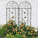 Metal Garden Trellis Rustproof Trellis for Climbing Plants Outdoor Flower Support Bird Deco (Brown-4 Pack, 86.7"x19.7") by GreenHaven Gardens