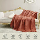 Amélie Home Knit Throw Blanket with Tassels for Couch, Luxury Boho Throw Blanket for Summer Orange, 50"x60" by CozyNest Decor