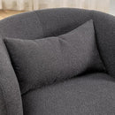 KINWELL 34" Wide Boucle Swivel Barrel Chair, No Assembly Round Upholstered Armchair Accent Chair Single Sofa Chair with Toss Pillow for Living Room and Bedroom, Dark Grey by CozyNest Decor