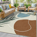 Indoor Outdoor Area Rug, Mid Century Outdoor Patio Rug, Washable Abstract Art Leaves Eucalyptus Rugs, Non-Slip Carpet for Camping, Living Room, Bedroom, Deck(8x10) by CozyNest Decor
