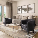 BELLEZE Accent Barrel Chair Set of 2, Linen Round Chair Club Tub Sofa Corner Chair with Flared Legs and Cozy Soft Padding for Living Room Bedroom Waiting Room - Brown by CozyNest Decor