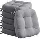 Codi 6 Pack Dining Chair Cushions, Thick Chairs Pads for Indoor Kitchen Room - Washable, Non-Slip Seat Cushion with Ties, 16.5"x16.5"x 3.5", Set of 6, Grey by CozyNest Decor