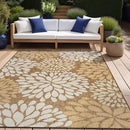 Beverly Rug Outdoor Rug 6x9 Modern Exotic Tropical Leaf Area Rugs for Indoor and Outdoor Patio Deck Porch Garden Water Resistant Washable Outside Carpet (6 x 9 Wooden) by CozyNest Decor