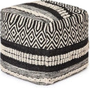 REDEARTH · Tufted Pouf Ottoman with Filler Textured Storage Cube Bean Bag Pouffe Footrest for Living Room, Bedroom, Nursery, Kidsroom; 100% Cotton (17.5"X17.5"X17.5", Char Delineate Black) by CozyNest Decor