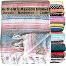 Del Mex Classic Mexican Blanket, Large Authentic Woven Falsa Throw (70"x50"), Artisan Southwest Décor for Beach, Yoga, Outdoors (Light Pink/Blue) by CozyNest Decor