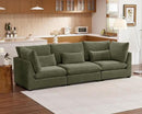 Oversized Modular Sofa, Extra Deep Cloud Chenille Sectional Couch with Ottoman Chaise, Fluffy Chenille 3 Seater Sofa for Living Room, Villa (Basic 3 Seater, Chenille Green) by CozyNest Decor