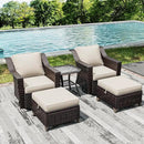 Joyside Wicker Patio Furniture Sets, 5 Pieces Upgraded Large Size Outdoor Furniture with Swivel Rocking Patio Chairs, Outdoor Ottoman and Side Table, Thick Cushions, Wide Armrest by GreenHaven Gardens