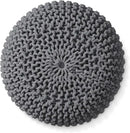 Casafield Round Pouf Ottoman, Dark Gray - 20" Diameter x 14.5" High Cotton Knit Foot Stool - Boho Floor Pouffe for Living Room, Bedroom, Home Office by CozyNest Decor