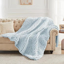Carriediosa Chunky Knit Throw Blanket 60" X 80" Twin, 100% Hand Made Large Chenille Loop Yarn Soft Fluffy Throws for Couch Sofa Bed, Big Crochet Cozy Heavy Thick Cable Woven Blanket, Light Blue by CozyNest Decor