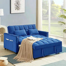 3 in 1 Convertible Sleeper Sofa Bed,Futon Loveseat Couch with Pull-Out Bed & Adjustable Backrest,Velvet Fabric Sofa with Side Pocket for Small Apartment, Living Room, Office (Blue) by CozyNest Decor