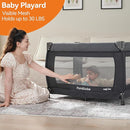 Pamo Babe 1-Second Setup 4-in-1 Playard for Babies - Heavy-Duty Steel Frame for Safe Sleep Space, Portable Crib with Changing Table, Locking Wheels, Breathable Mesh by TinyTreasures Baby Boutique