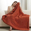 Amélie Home Chunky Knit Throw Blanket for Couch, Soft Chenille Crochet Blanket for Sofa, 50"x60", Burnt Orange by CozyNest Decor