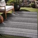 Stripe Outdoor Rug 5x7 Washable Outside Carpet for Indoor Patio Porch Waterproof Easy Cleaning Non Shedding Area Rugs Dark Gray 5 x 7 by CozyNest Decor