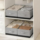 Linen Folding Storage Bins, 3 Pack Large Storage Baskets, Washable, Clothing Storage Bins with Handle, Closet Organizer for Storage Sweater,Sheets (gray black, 18½"x13½"x8½") by CozyNest Decor
