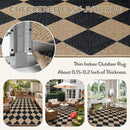 Lahome Checkered Easy Jute Area Rug 8x10, Large Living Room Patio Rug Checkerboard Indoor Outdoor Carpet, Farmhouse Geometric Non Slip Black Carpet for Backyard Dining Room by CozyNest Decor