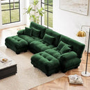 Modular Sectional Sofa, Comfy Cloud Couch 3 Seater Couch with Ottoman, Sectional Couches for Living Room, Modern Chenille U Shaped Couches, Sleeper Deep Seat Sofa with Throw Pillows, Green by CozyNest Decor