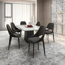 LeisureMod Amalfi Upholstered Fabric Dining Chair – Modern Side Chair with Iron Legs, Mid-Century Accent Chair for Dining Room or Kitchen by CozyNest Decor