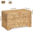 Handwoven Storage Basket with Lid, 165L Wicker Storage Bin, Natural Water Hyacinth, Leather Buckle & Metal Frame, Metal Ring Handles for Easy Transport, Storage Chest & Trunk for Bedroom, Living Room by CozyNest Decor