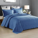 MarCielo 3-Piece 100% Cotton Oversized Bedspread Lightweight Quilt Coverlet Embroidery Farmhouse Bedding Set (TM Midtone Blue, Oversized Queen (100"x106")) by CozyNest Decor