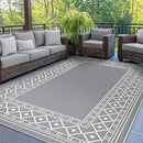 GENIMO Outdoor Rug Waterproof for Patio Decor, 5'x8' Reversible Plastic Straw Area Carpet, Camping Outside Mat for Outdoor, RV, Deck, Camper, Balcony,Picnic Grey & White by CozyNest Decor
