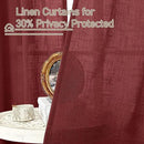 LAMIT 95 inch Linen Curtains for Living Room, Burgundy Red Bronze Grommet Christmas Panels Light Filtering Semi Sheer Drapes for Bedroom/Dining Hall, 2 Panels Set, 52 x 95 Inch by CozyNest Decor