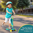 Aqua & Yellow 3 Wheel Scooter with Seat for Kids – Light-Up LED Wheels, Adjustable Handlebar and Seat, Smooth PU Wheels, Wide Anti-Slip Deck, Rear Foot Brake – Toddler Outdoor Toys for Ages 2+ by TinyTreasures Baby Boutique
