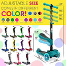 Hurtle 3-Wheeled Scooter for Kids - Wheel LED Lights, Adjustable Lean-to-Steer Handlebar, and Foldable Seat - Sit or Stand Ride with Brake for Boys and Girls Ages 1-14 Years Old by TinyTreasures Baby Boutique
