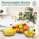 Home Intuition 3-Tier Hanging Fruit Produce Basket Heavy Duty Wire with 2 Metal Ceiling Hooks, Round, Bronze by CozyNest Decor