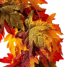 Glitzhome 24 Inch Pre-lit Fall Wreath, Autumn Wreath for Front Door, Lighted Maple Leaves Wreaths with Timer for Thanksgiving Halloween Christmas Wall Front Porch Home Decoration by CozyNest Decor