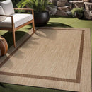 Bordered Outdoor Rug 10x14 Washable Outside Carpet for Indoor Patio Porch Waterproof Easy Cleaning Non Shedding Area Rugs Jute Beige - Nut Brown 10 x 14 by CozyNest Decor