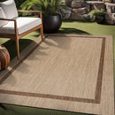 Bordered Outdoor Rug 9x12 Washable Outside Carpet for Indoor Patio Porch Waterproof Easy Cleaning Non Shedding Area Rugs Jute Beige - Nut Brown 9 x 12 by CozyNest Decor