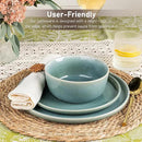GBHOME Ceramic Dinnerware Sets for 4, 12 Pieces Stoneware Plates and Bowls Sets, Scratch Resistant Dishes, Dishwasher & Microwave Safe, Reactive Glaze-Malachite Green by CozyNest Decor