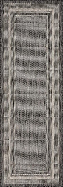Unique Loom Outdoor Border Collection Area Rug - Soft Border (2' x 6' 1" Runner, Black/ Ivory) by GreenHaven Gardens