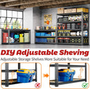 48"W Garage Shelving, 3050LBS Storage Shelves heavy duty, 5 Tier Metal Shelving Unit Adjustable Garage Shelves Heavy Duty Shelving for Warehouse,Commercial, Kitchen, 48" W × 18" D × 72" H, Black by GreenHaven Gardens
