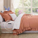 Queen Comforter Set - 7 Pieces Ruffle Autumn Leaf Bedding Sets, Shabby Chic Farmhouse Bed in a Bag Queen with Ruffle Comforter, Floral Sheets, Pillowcases & Shams by CozyNest Decor