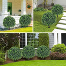 Artificial Boxwood Topiary Ball Tree 24" with Ground Spike, Set of 2 Artificial Boxwood Bushes for Faux Shrubs, Fake Evergreen Faux Plant for Indoor Outdoor Porch Garden- UV Resistant – Fade-Proof by GreenHaven Gardens