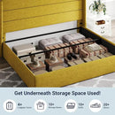 Allewie King Size Lift Up Storage Bed, Modern Wingback Headboard, Hydraulic Support, No Box Spring Needed, Olive Yellow by CozyNest Decor