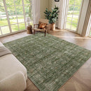 Washable 5x7 Area Rugs for Living Room, Boho Non-Slip Silicone Backing Rugs for Bedroom Dining Room Nursery Office, 0.3" Neutral Oriental Throw Carpet with 0.16" Cushioning Pad, Grass Green/Multi by TinyTreasures Baby Boutique